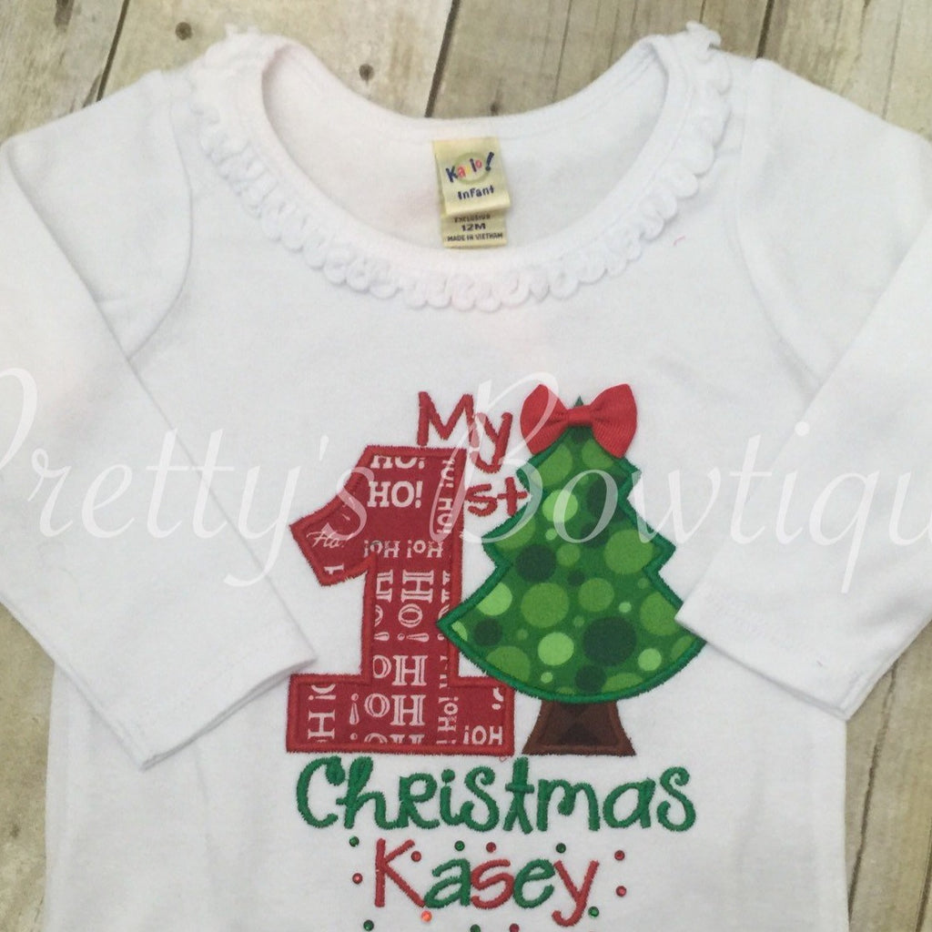 Baby Girl 1st Christmas shirt or bodysuit -- Babies 1st Christmas Shirt or bodysuit - Pretty's Bowtique