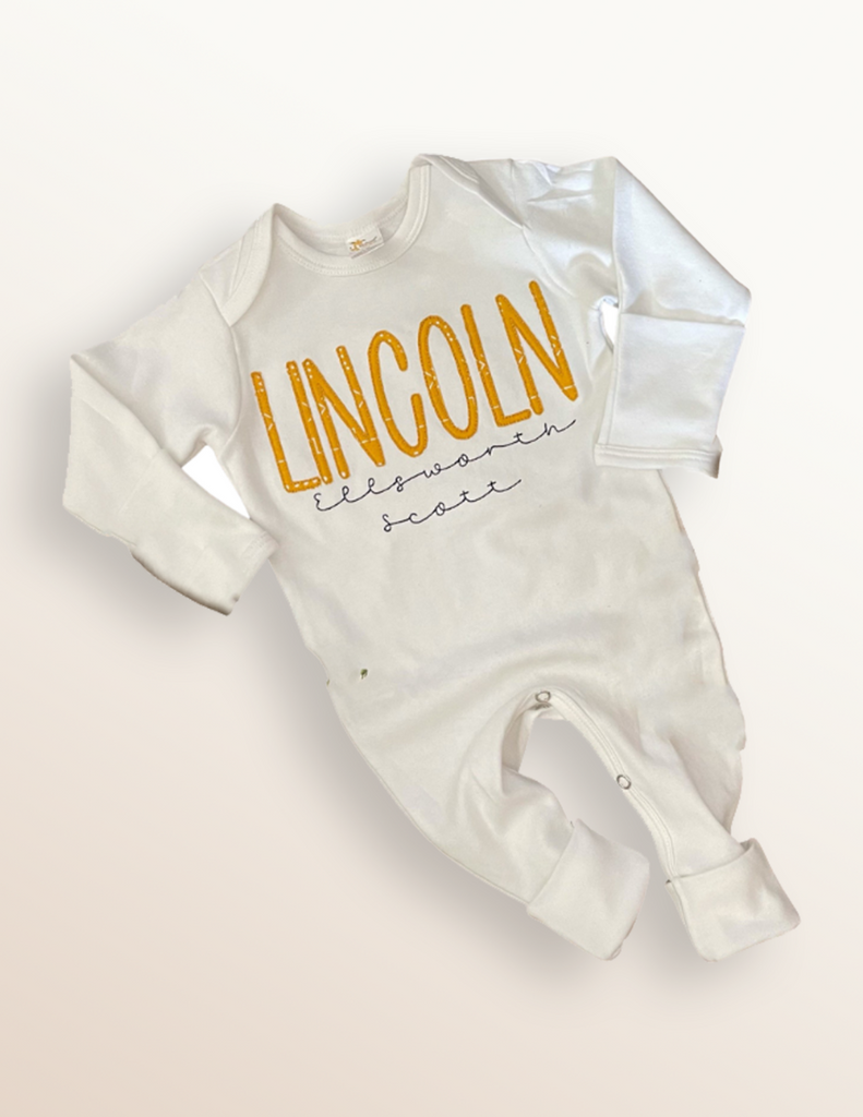 Personalized baby boy romper and hat - Pretty's Bowtique