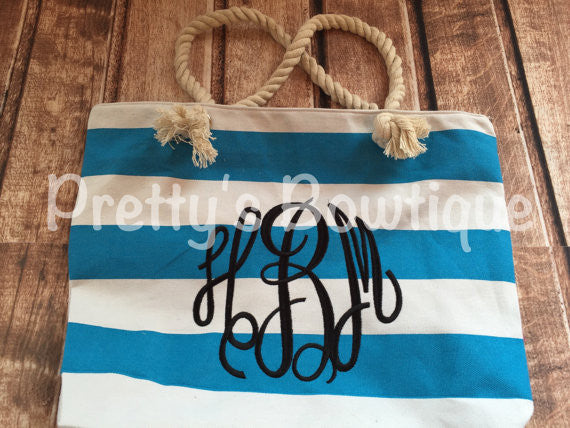 Beach Tote Bag - Monogrammed Tote Bag - Personalized Tote Bag - Personalized Custom Bag - Monogrammed Bag - Beach Bag - Travel Tote -- sale - Pretty's Bowtique