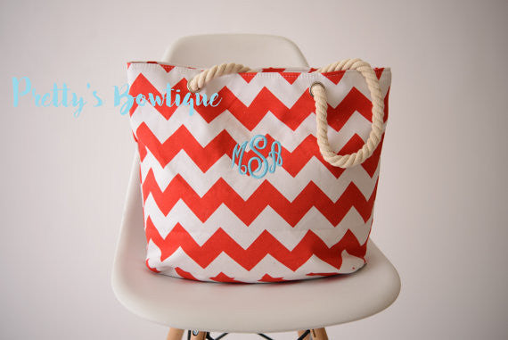 Beach Tote Bag - Monogrammed Tote Bag - Personalized Tote Bag - Personalized Custom Bag - Monogrammed Bag - Beach Bag - Travel Tote -- sale - Pretty's Bowtique