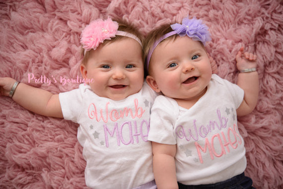 Twins outfits - Womb mates shirt or bodysuit. Perfect for hospital or coming home outfit -- Boy/Girl-- Boy/Boy-- Girl/Boy - Pretty's Bowtique