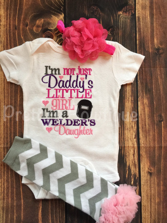 Baby Girl -- I'm not just daddy's little girl i'm a welder's daugher shirt -- Baby shower gift --welder's shirt- daddys girl- toddler - Pretty's Bowtique