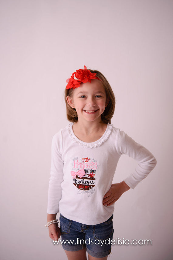 This Princess watches (any team) with daddy Girls Football Outfit – Sizes Newborn to Youth XL - Pretty's Bowtique