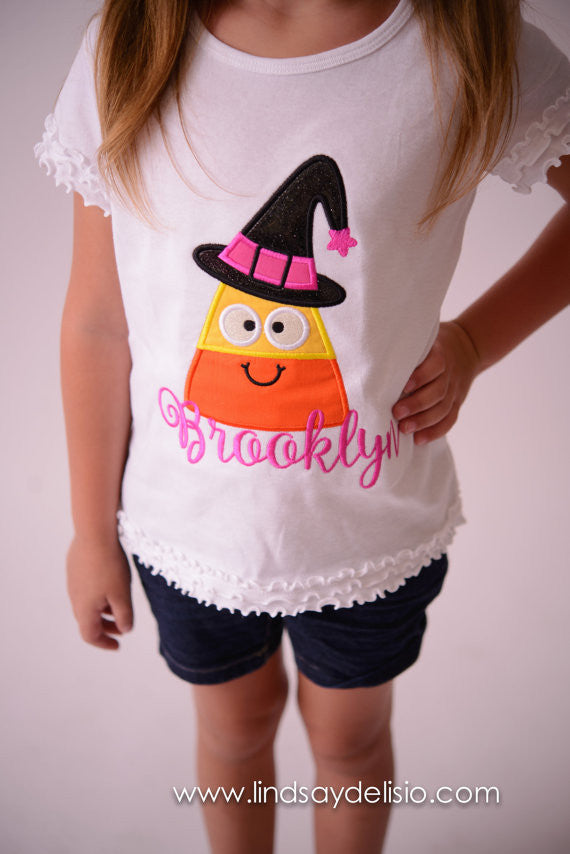 Candy Corn Witch 5-piece Halloween Outfit for Girls Sizes Newborn to Youth XL with Tutu, Leg Warmers, Bloomers and Headband - Pretty's Bowtique