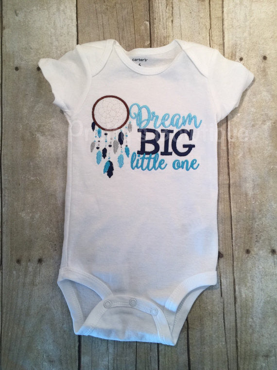 Baby Boy Dream Big Little One --Dream Big little one shirt or bodysuit dream catcher. Perfect for hospital or coming home outfit - Pretty's Bowtique