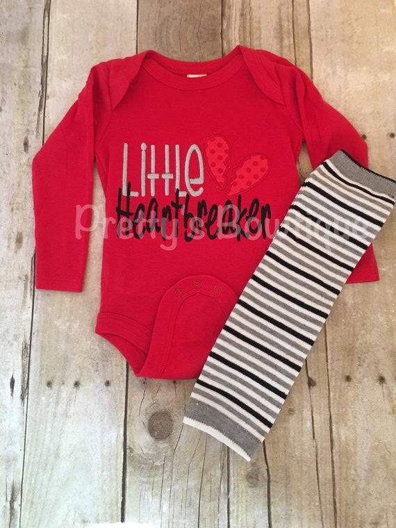 Boys Valentine's Shirt Little Heartbreaker-- Boys Valentine shirt or bodysuit & Legwarmers - Pretty's Bowtique