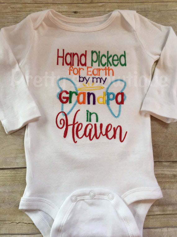 Hand picked for earth shirt or bodysuit-- Baby girls outfit-- Rainbow baby set-- Hand Picked for earth by sibling -- can customize wording - 2 - Pretty's Bowtique