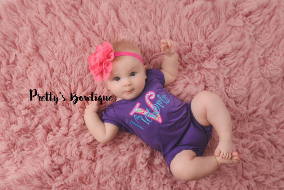 Baby Girl Summer Romper- Monogrammed girls shirt - Personalized girls outfit-- Girls outfit bodysuit/shirt/romper -- Girls outfit - Pretty's Bowtique