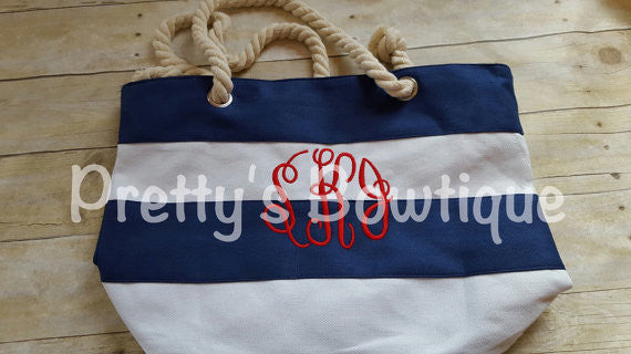 Beach Tote Bag - Monogrammed Tote Bag - Personalized Tote Bag - Personalized Custom Bag - Monogrammed Bag - Beach Bag - Travel Tote -- sale - Pretty's Bowtique