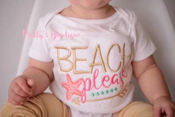 Beach Please bodysuit/Shirt -- Girls Summer Outfit -- Baby shower gift -- little girls vacation outfit -- Beach shirt - Pretty's Bowtique