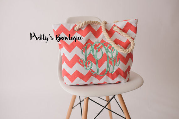 Beach Tote Bag - Monogrammed Tote Bag - Personalized Tote Bag - Personalized Custom Bag - Monogrammed Bag - Beach Bag - Travel Tote -- sale - Pretty's Bowtique