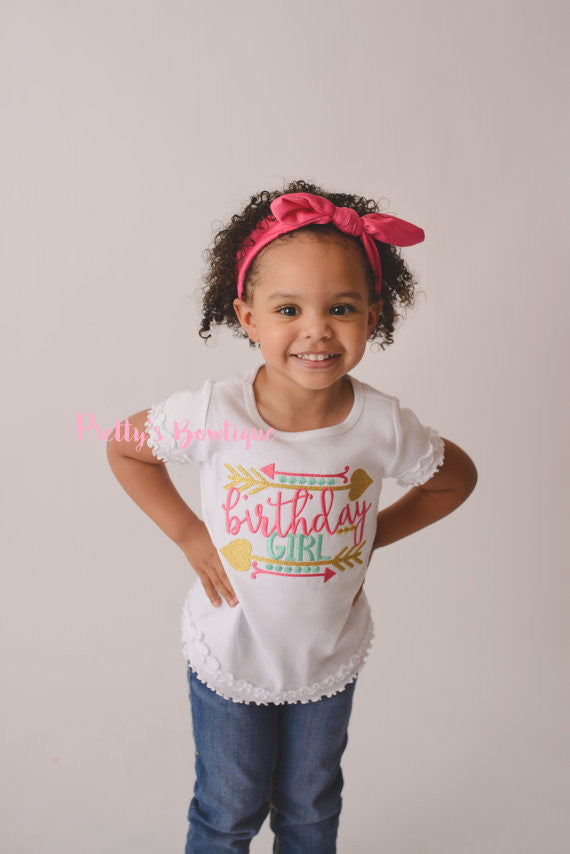 Birthday Girl shirt -- Girls Birthday shirt -- Turban Headband -- Birthday shirt -- Birthday outfit - Pretty's Bowtique