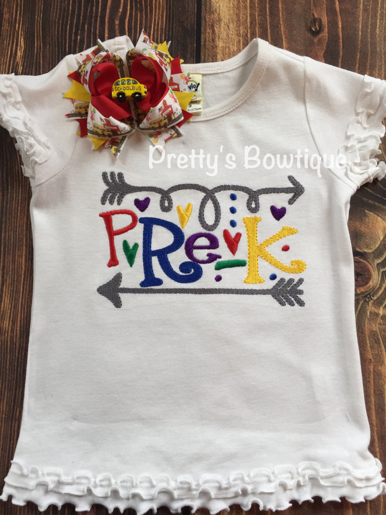 Girls Back to School Shirt -- Pre- K-- Kindergarten-- 1st Grade- 2nd grade -- B2S bow  -- Back to school outfit -- Any grade - Pretty's Bowtique