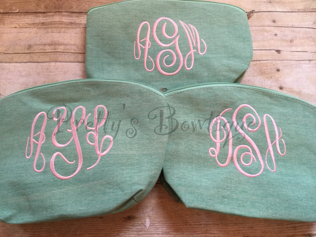 Monogram Make-up Bag  -- Embroidered personalized cosmetic bag - Pretty's Bowtique