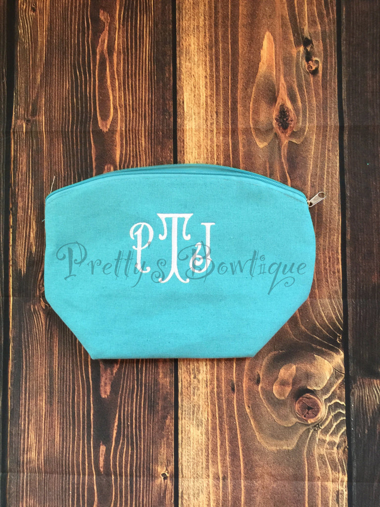 Monogram Make-up Bag  -- Embroidered personalized cosmetic bag - Pretty's Bowtique