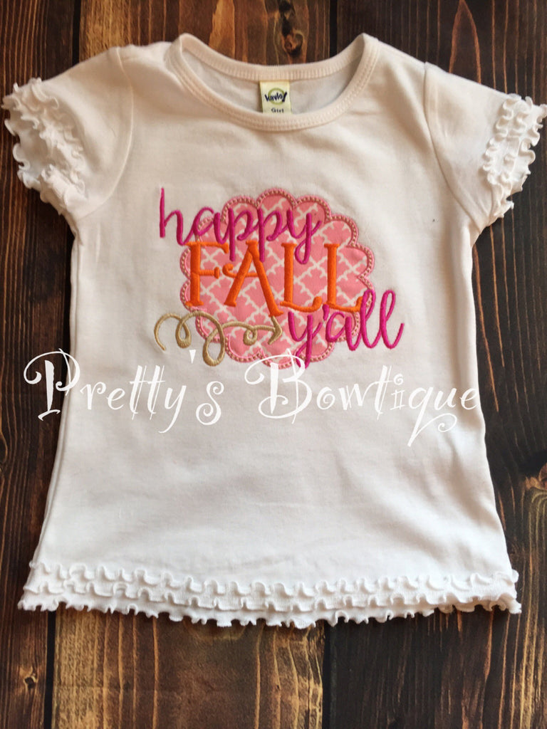 Girls Happy Fall Y'All Shirt or bodysuit - Fall Shirt or bodysuit - Pretty's Bowtique