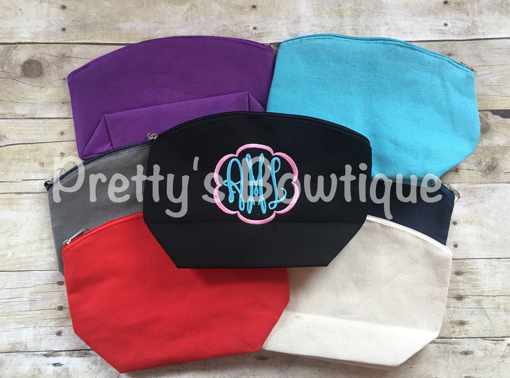Monogram Make-up Bag  -- Embroidered personalized cosmetic bag - Pretty's Bowtique