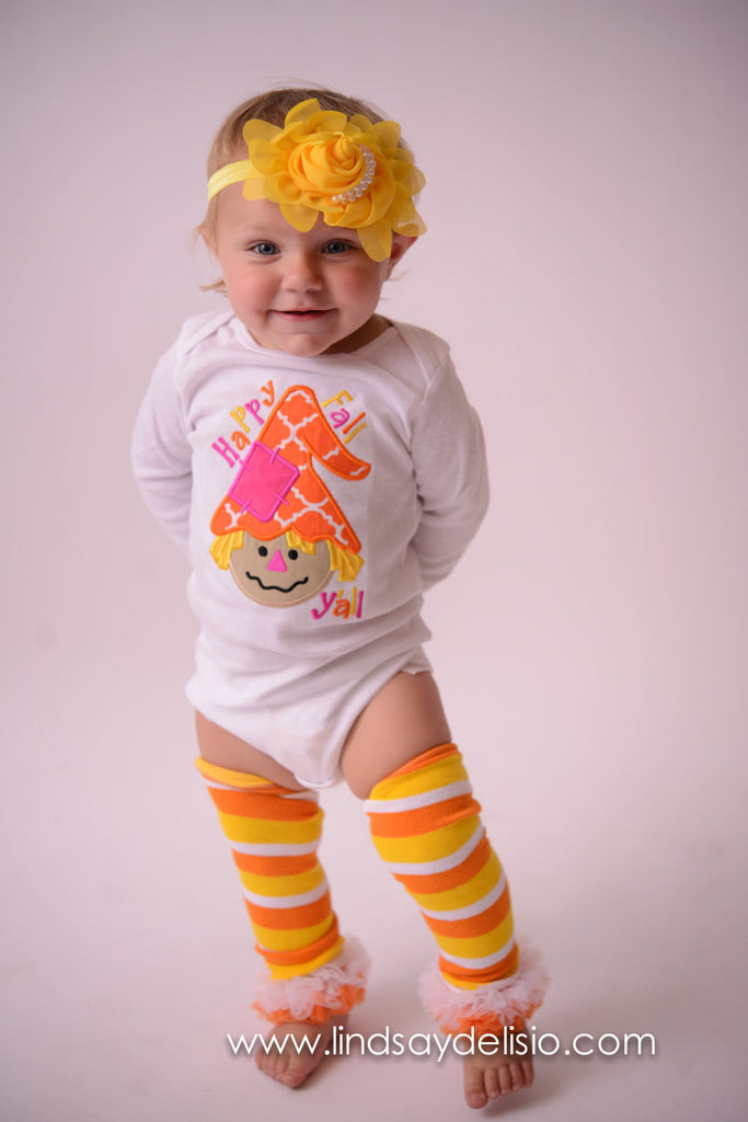 Happy Fall Yall Shirt for Girls with Scarecrow -- Sizes Newborn to Youth 14 - Pretty's Bowtique