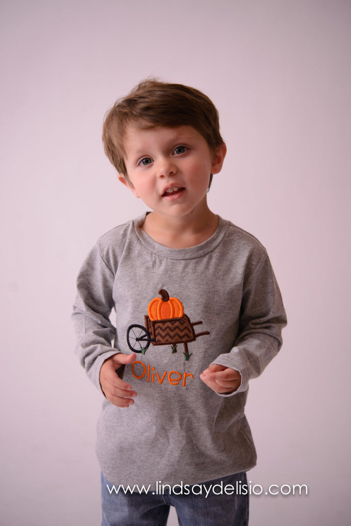 Boys Fall Pumpkin Shirt or Baby Bodysuit Personalized with Name –- Sizes 3M to Youth XL - Pretty's Bowtique