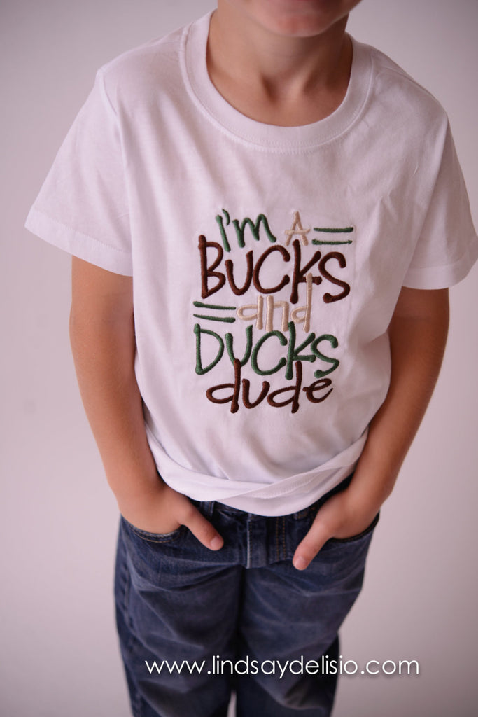 Boys hunting bodysuit or shirt --I'm a bucks and trucks dude- Boy Hunting Shirt-- Boy Deer shirt-- - Pretty's Bowtique