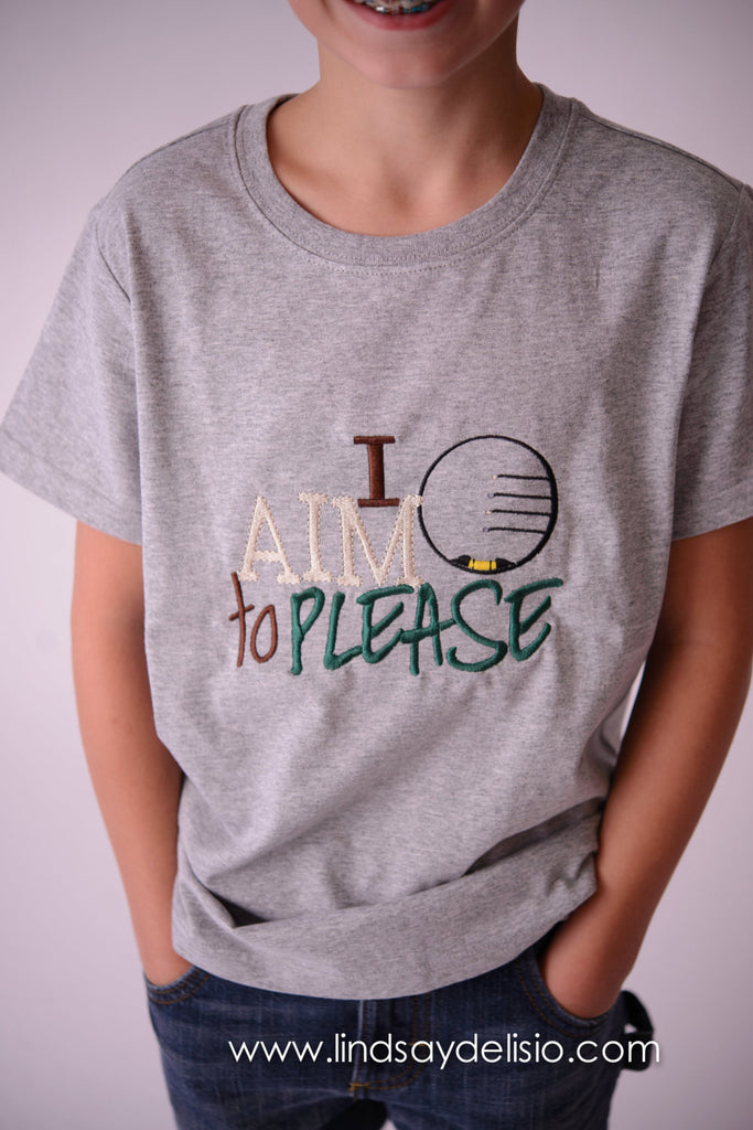 Boys hunting bodysuit or shirt --I Aim to please - Boy Hunting Shirt-- Boy Deer shirt--Boys Shirt - Pretty's Bowtique