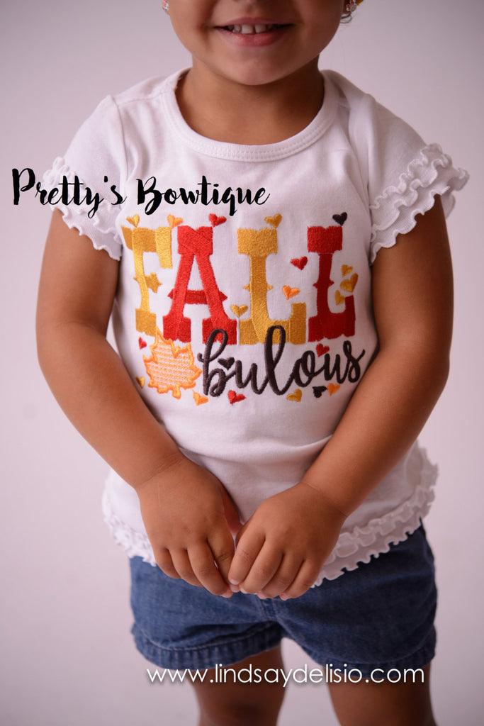 Girls Fall Shirt Embroidered with Fall bulous – Sizes Newborn to Youth XL - Pretty's Bowtique