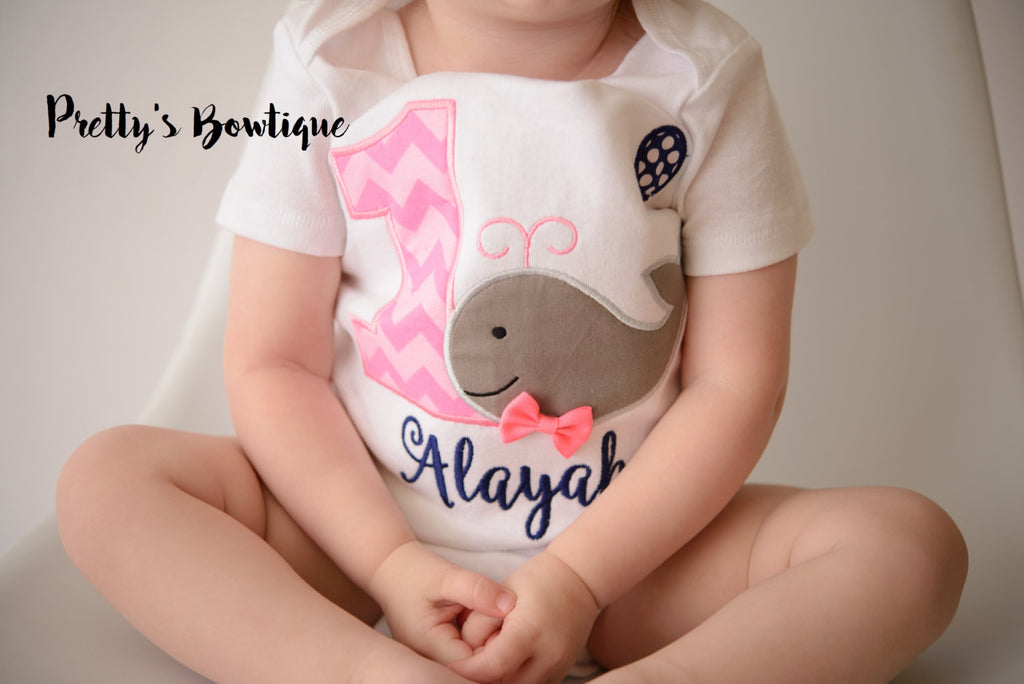 Girls Whale Birthday shirt-- Whale 1st Birthday Shirt -- First Birthday Whale Theme -- Can do any age -- Whale shirt -- Beach Theme - Pretty's Bowtique