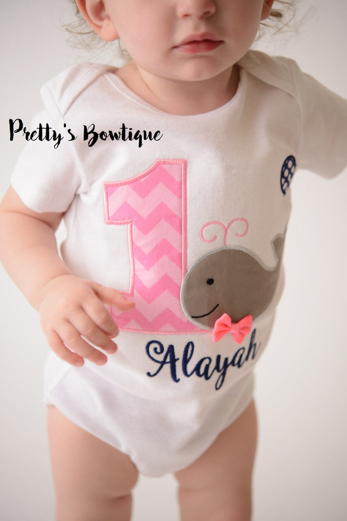Girls Whale Birthday shirt-- Whale 1st Birthday Shirt -- First Birthday Whale Theme -- Can do any age -- Whale shirt -- Beach Theme - Pretty's Bowtique