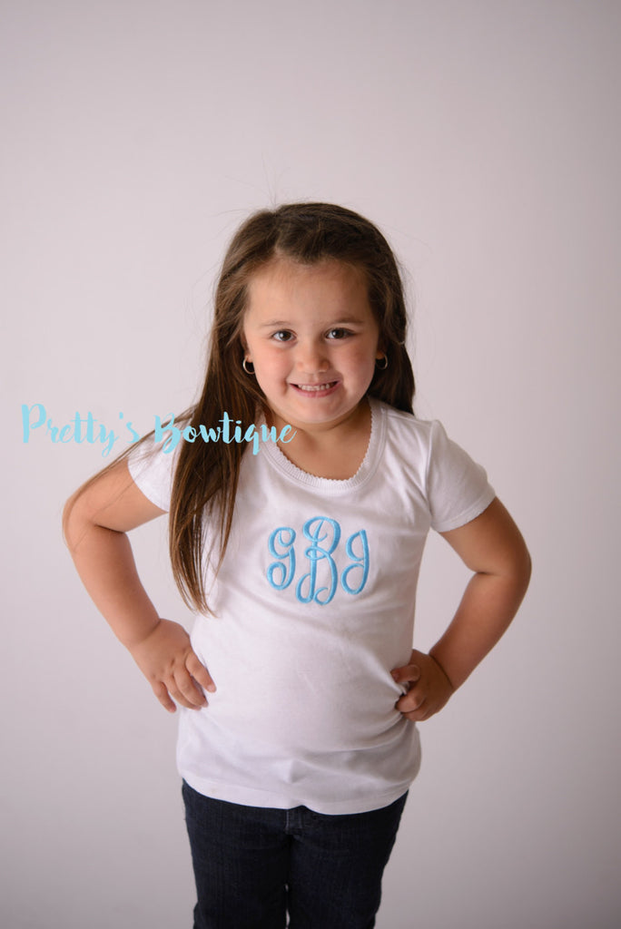 Girls Monogram Shirt or bodysuit-- Baby girls  Monogram -- Girls monogramed t shirt-- Monogram shirt -- Monogrammed shirt-- Baby one-piece - Pretty's Bowtique