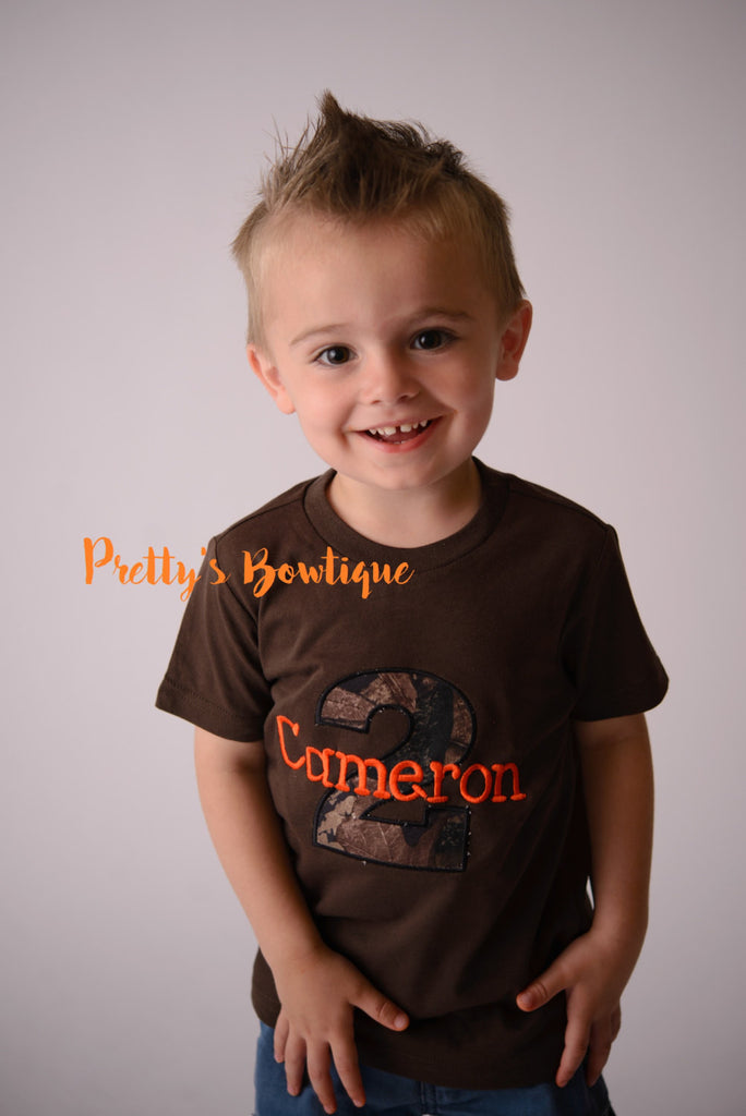 Birthday Camo Boy Bodysuit / T Shirt Customizable for Any Age, Personalized with Name -- Camo Birthday tee shirt--1 st birthday-- 2nd 3rd - Pretty's Bowtique