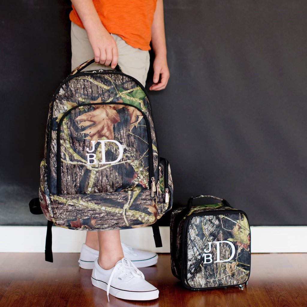 Monogrammed Backpack-- Book bag Monogrammed -- Lunch Box monogram-- Personalized bag-- Monogrammed Bookbag and Lunch Box-- Camo - Pretty's Bowtique