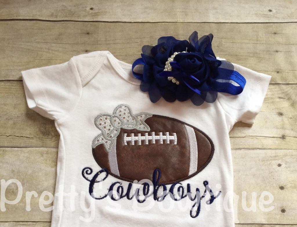 Girl Cowboys football outfit-- Girls Football Shirt ONLY-- Any team or colors -- Girls Football--SHIRT ONLY - Pretty's Bowtique