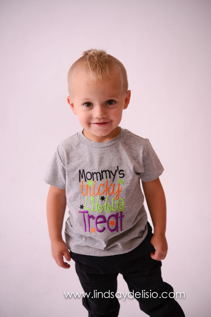 Halloween Shirt Boys -- Mommy's Tricky little treat in Sizes 3M to 14 Years - Pretty's Bowtique