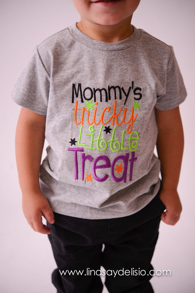 Halloween Shirt Boys -- Mommy's Tricky little treat in Sizes 3M to 14 Years - Pretty's Bowtique