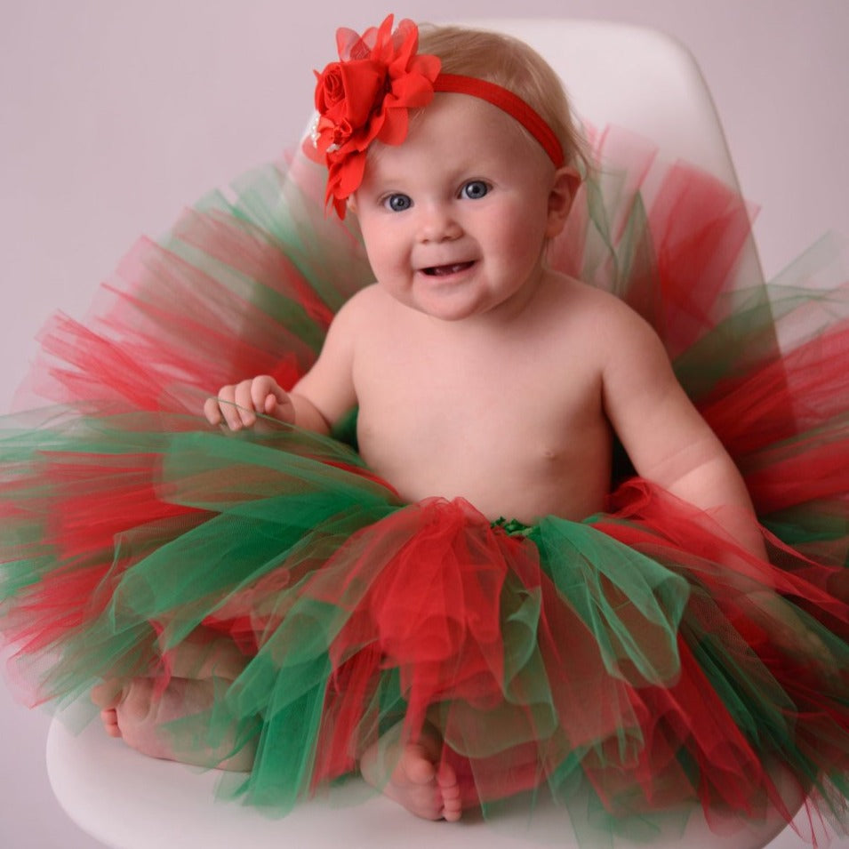 Red and Green Christmas Tutu for Sizes Newborn to Youth 14 - Pretty's Bowtique