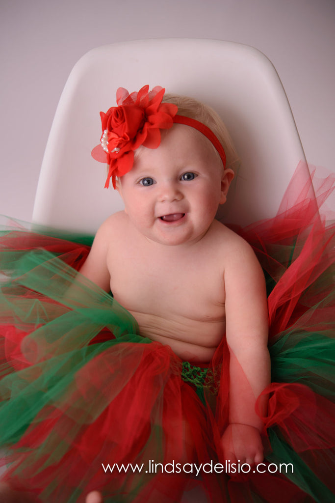 Red and Green Christmas Tutu for Sizes Newborn to Youth 14 - Pretty's Bowtique