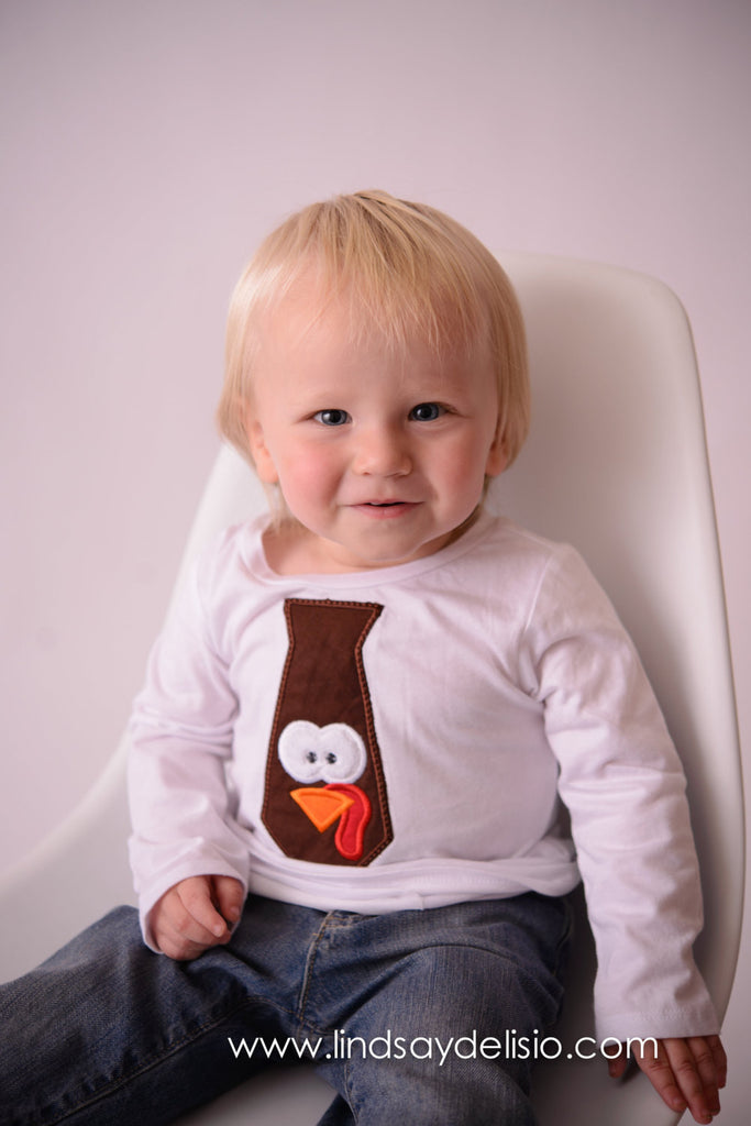 Boy Thanksgiving T Shirt / Bodysuit for Baby, Toddler & Child Turkey Tie - Pretty's Bowtique