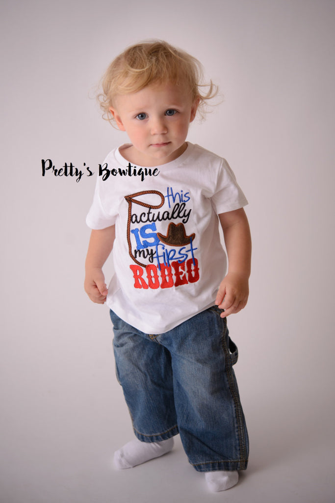 This acutally is my first rodeo -- Boys Bull rider t shirt-- Baby boy rodeo bodysuit-- Boy Bull rider Bodysuit--western t-shirt--Rodeo shirt - Pretty's Bowtique