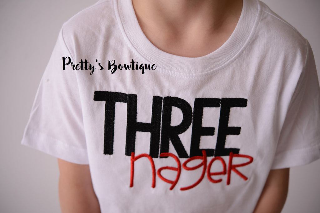 Threenager Boys T- Shirt - Boys 3rd birthday shirt-- Third birthday shirt -- 3rd Birthday t shirt--Threenager - Pretty's Bowtique