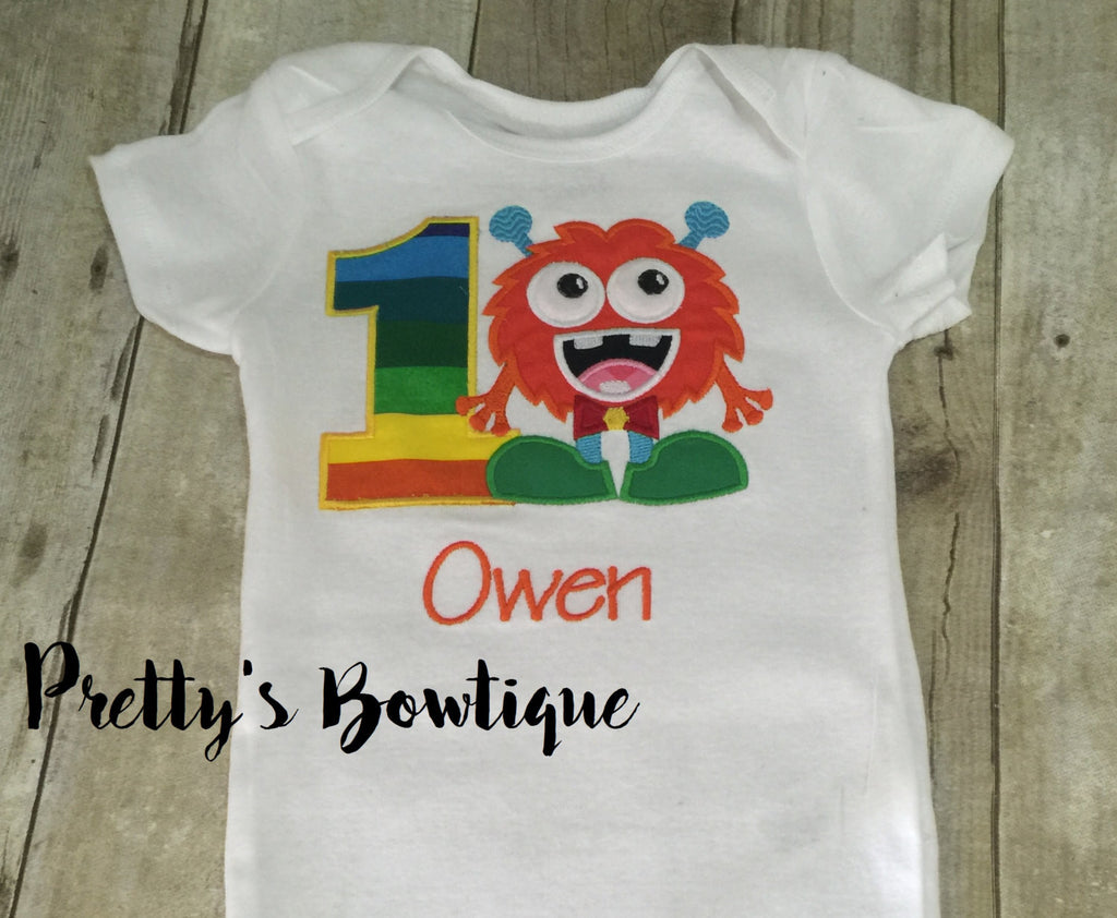 Monster Birthday--birthday monster --little monster outfit -- Shirt or Onepiece/legwarmers/party hat-- Boys Monster outfit-- 1st Birthday - Pretty's Bowtique