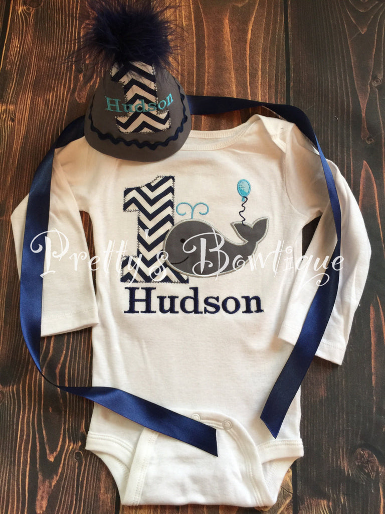 Boys Whale 1st Birthday outfit shirt or t shirt - Smash Cake outfit - Custom Birthday outfit Whale - Pretty's Bowtique