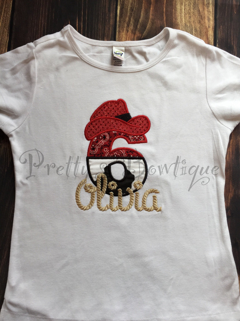 Girls Western Birthday Shirt-- Cowgirl Birthday shirt-- Farm Birthday - Cowboy or Cowgirl birthday shirt any age. Can customize colors - Pretty's Bowtique