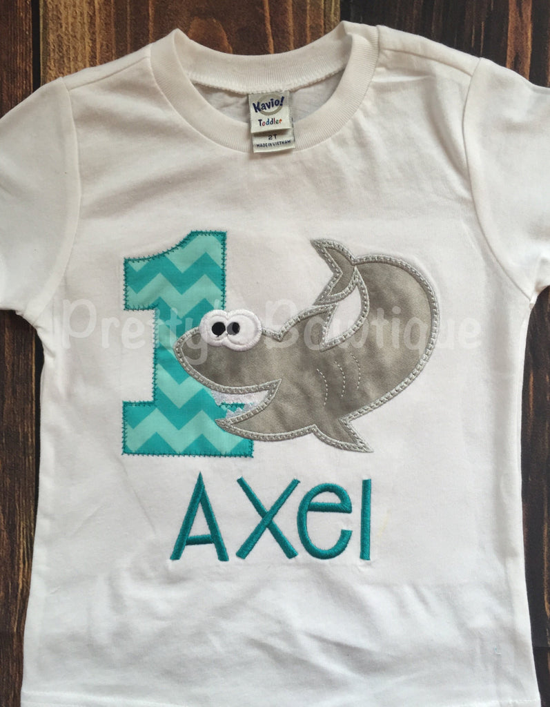 Shark Birthday Shirt or Bodysuit  - Custom Birthday outfit Shark--Under the sea-- Shark Boys Birthday Shirt -- 1st Birthday-- 2nd-- 3r - Pretty's Bowtique