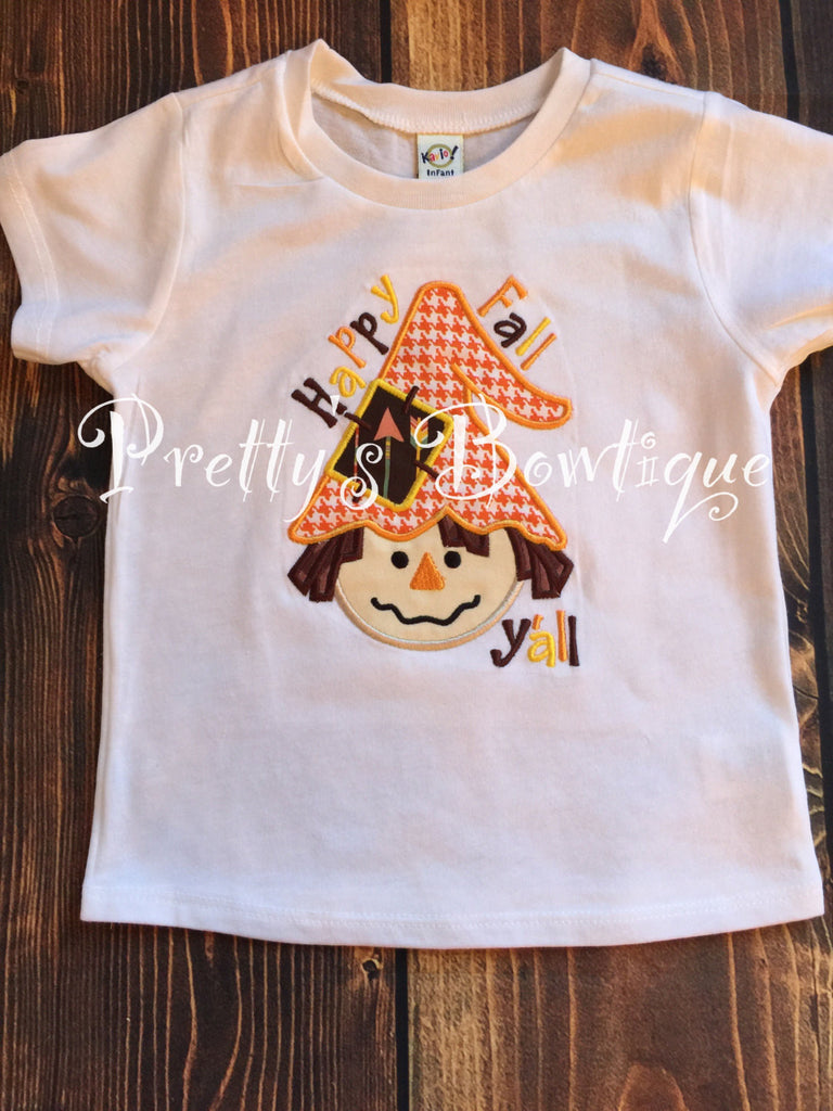 Boys Scarecrow Fall T shirt or bodysuit - Fall scarecrow t shirt Halloween/Thanksgiving Shirt for babies, toddler, and children-- Happy Fall - Pretty's Bowtique