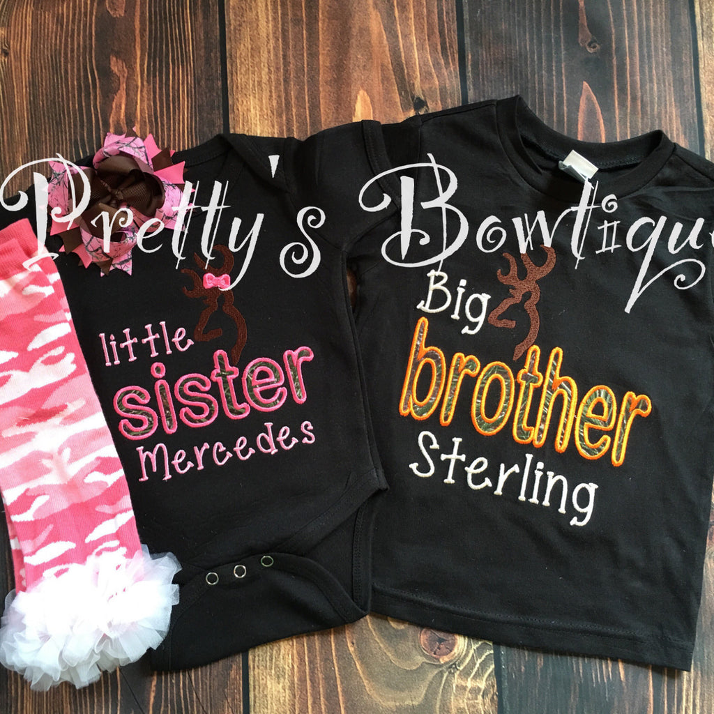 Little Sister announcement shirt - Camo little sister t shirt -- little sister shirt -- little sis /sister shirt - Pretty's Bowtique