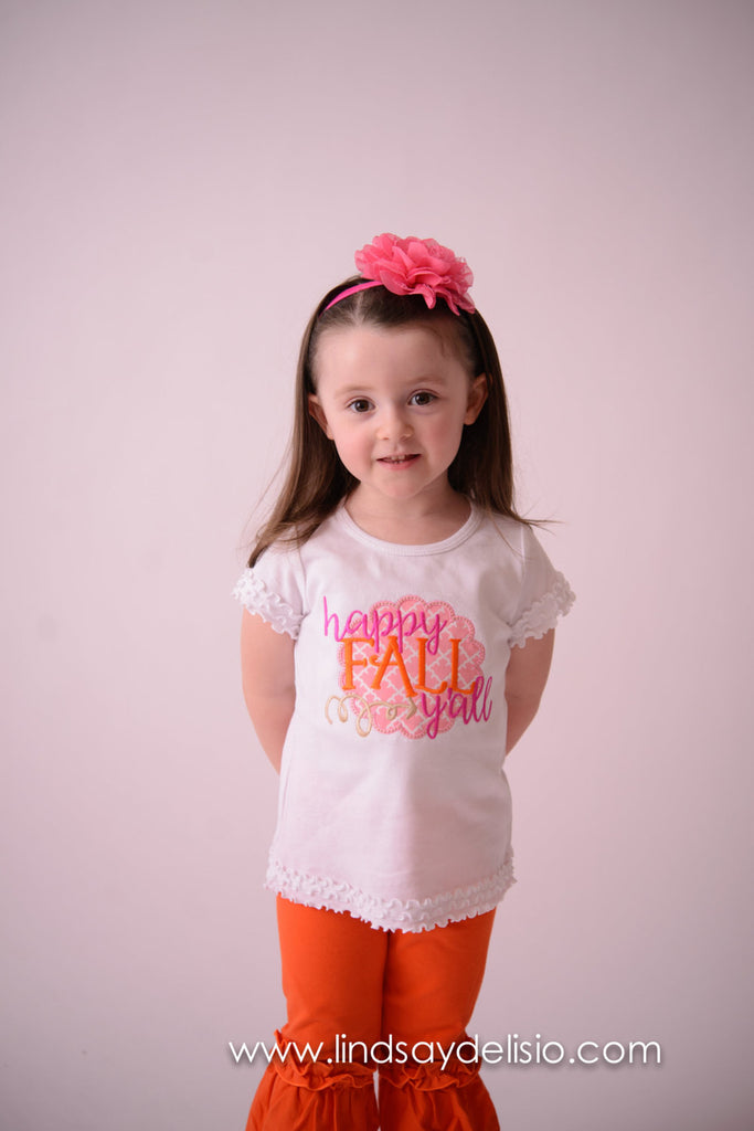 Girls Happy Fall Y'All Shirt or bodysuit - Fall Shirt or bodysuit - Pretty's Bowtique