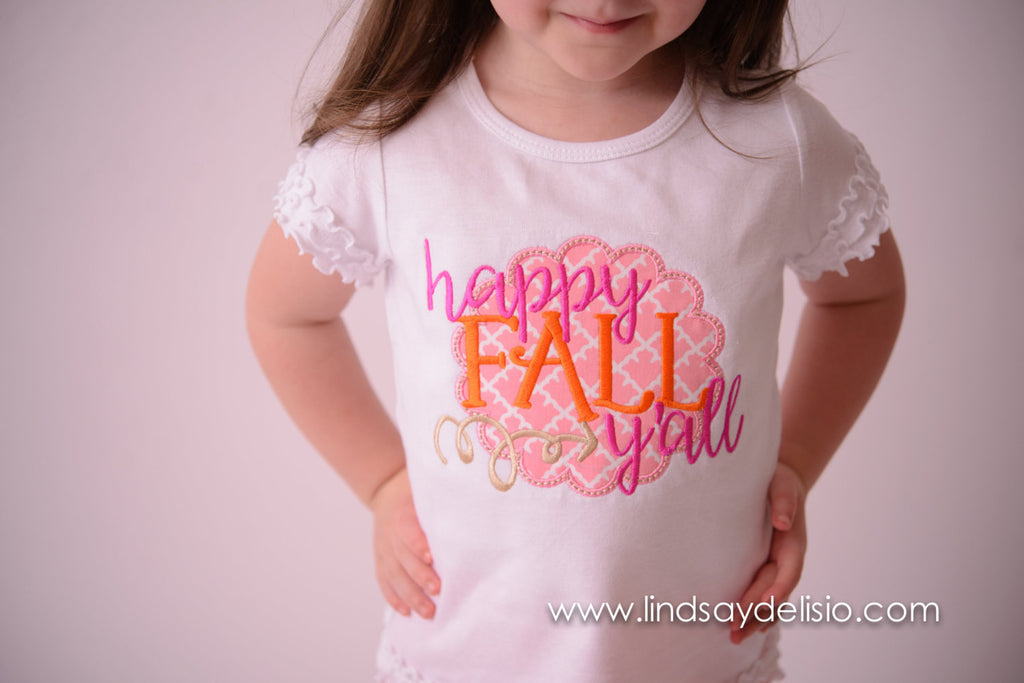 Girls Happy Fall Y'All Shirt or bodysuit - Fall Shirt or bodysuit - Pretty's Bowtique
