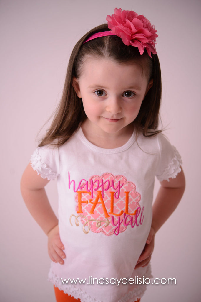 Girls Happy Fall Y'All Shirt or bodysuit - Fall Shirt or bodysuit - Pretty's Bowtique