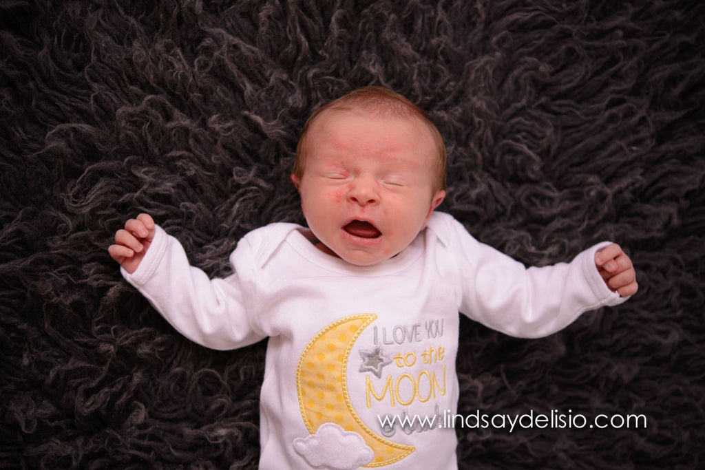 Newborn gender neutral coming home outfit -  I love you to the moon and back gown - Coming home outfit, hosptial gown, baby gown - unisex - Pretty's Bowtique