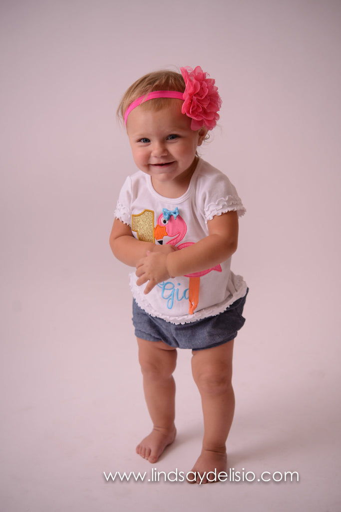 Girls Flamingo Birthday Shirt or bodysuit -- Girls Birthday Shirt, Flamingo Gifts, Flamingo Shirt, Flamingo Clothing, Flamingo Bodysuit - Pretty's Bowtique